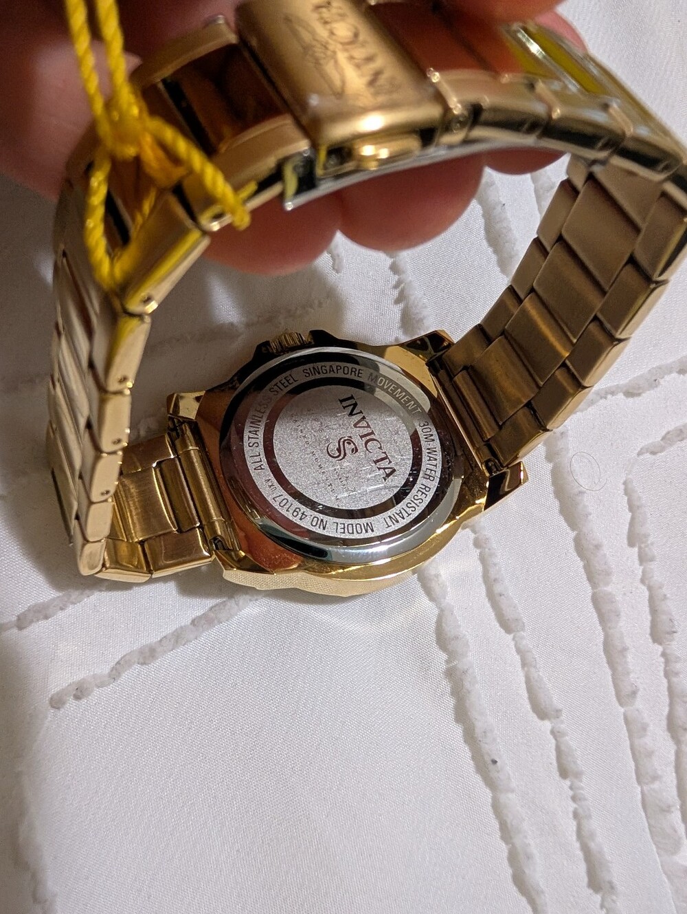 Invicta S Men's Gold-Tone Stainless Bracelet Watch Black Dial Quartz Water-Res - Picture 7 of 7